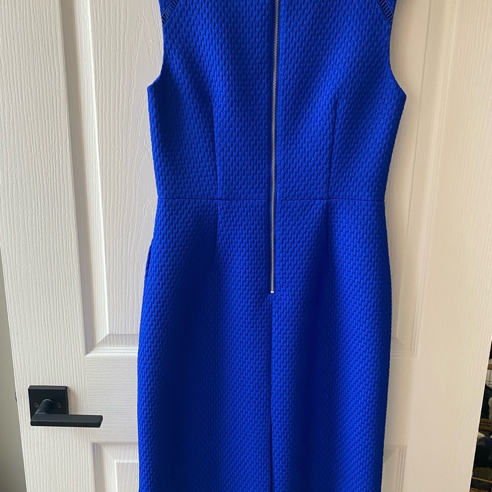J. Crew Bright Cobalt Blue Textured Midi Sheath Dress - Picture 4 of 6
